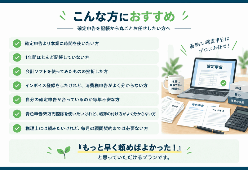 確定申告プランをおすすめしたい人の例示